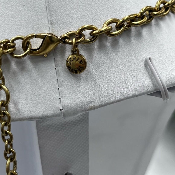 J Crew Peach Blush & Sage Green and Crystal and metal Statement Bib Necklace - Picture 14 of 16